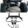 Golf cart axle lift kit with black brackets, lift arms, and hardware bolts