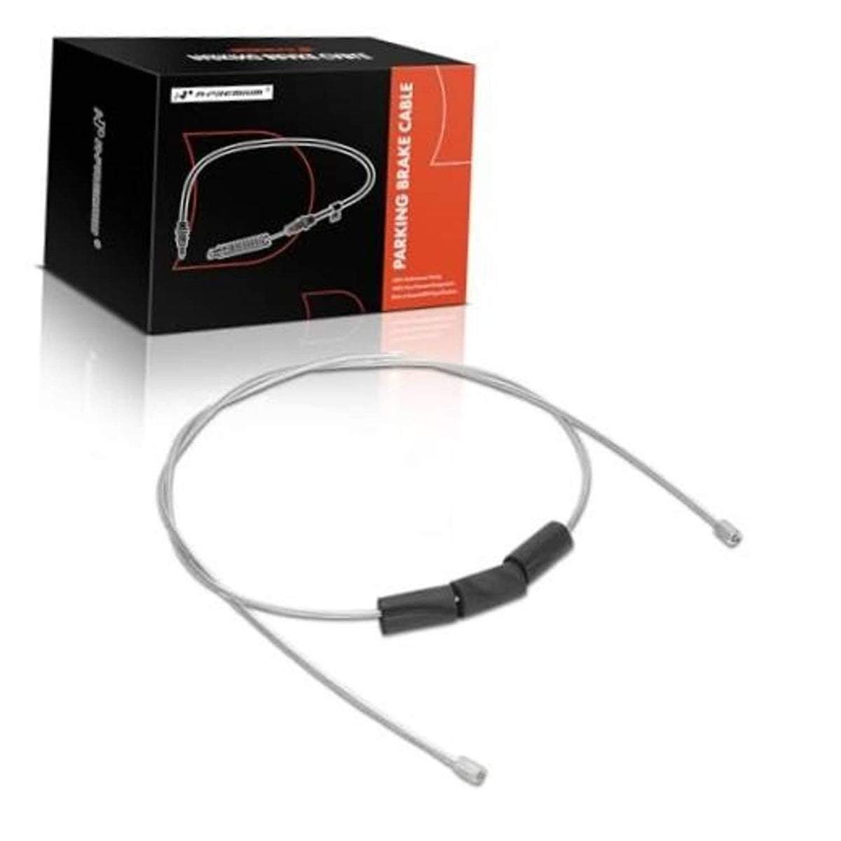 Parking brake cable assembly with black sleeves and metal end fittings