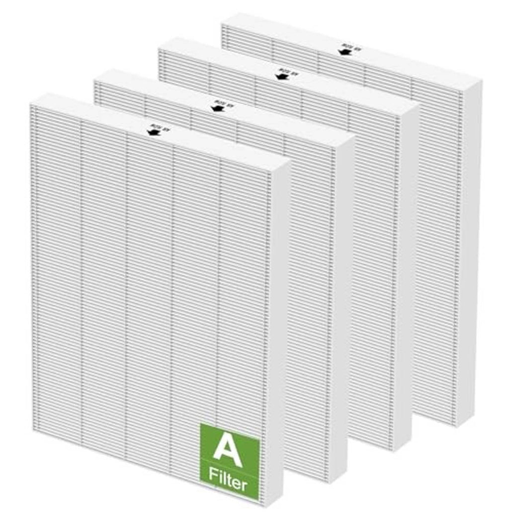 Stack of white replacement air purifier filters for Winix C535, pleated panel design