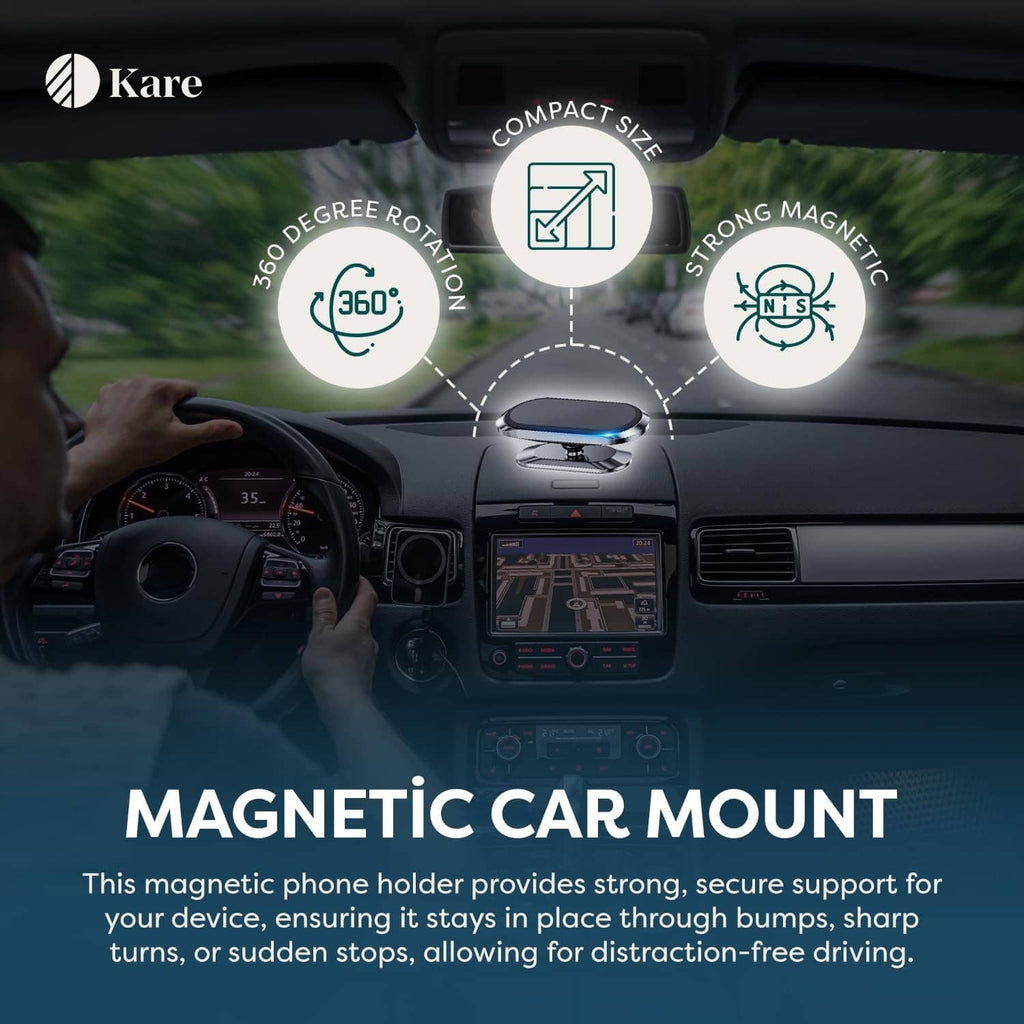 Magnetic car phone mount holder with secure cradle and strong magnet icon