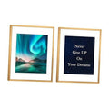 Set of 2 bronze 8x10 picture frames with real glass and two assorted printed photos