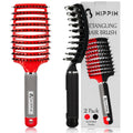 Two-pack detangling hair brushes with red and black bristle heads