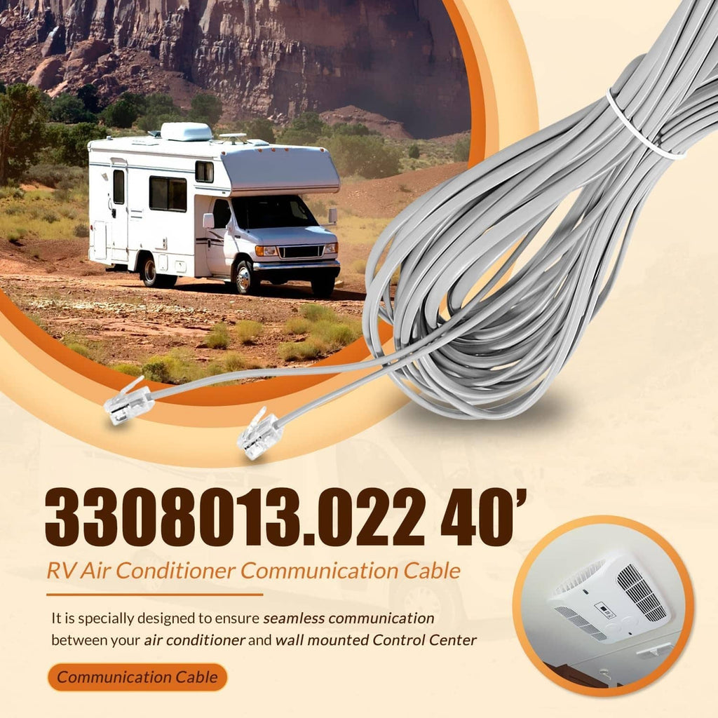 RV air conditioner communication cable, long gray cable with RJ-11 connector ends