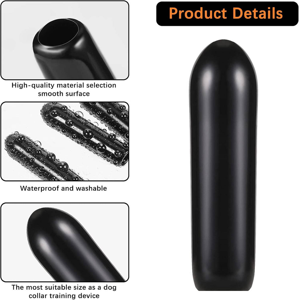 Black 3mm prong collar cover tube cap with smooth glossy surface