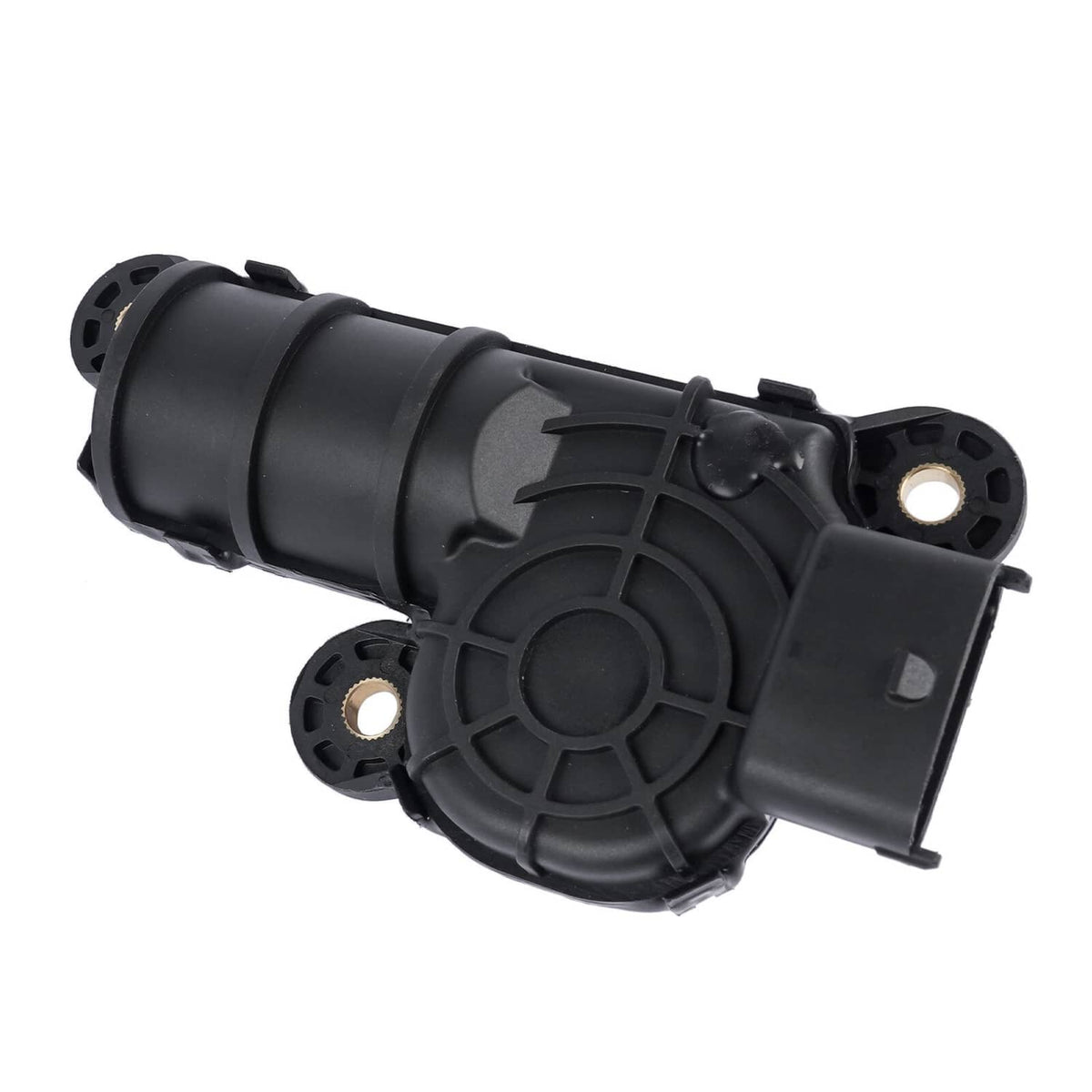 Black intake manifold runner control motor with side cover and four mounting points