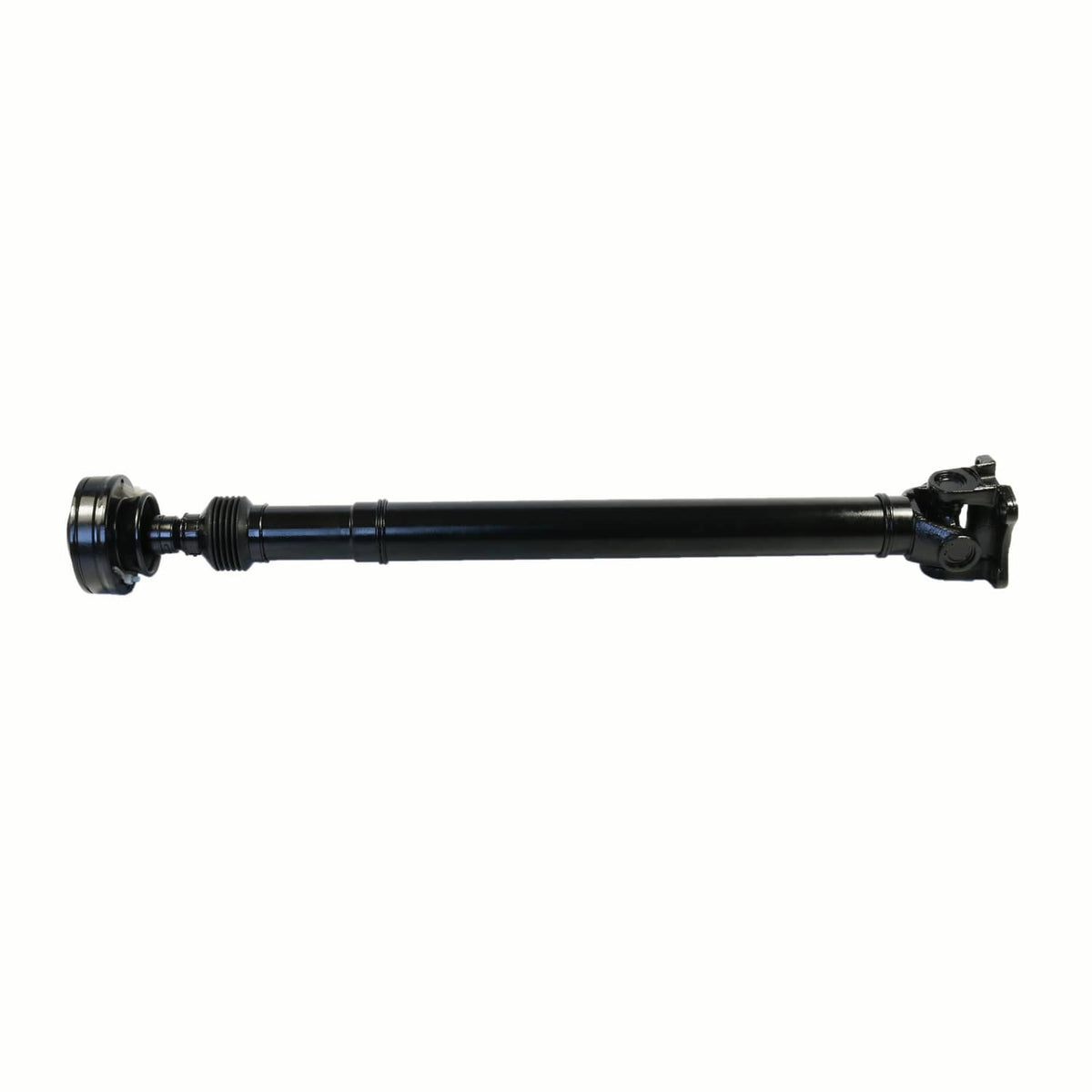 Front drive shaft assembly with black tube and joint yoke, extended view