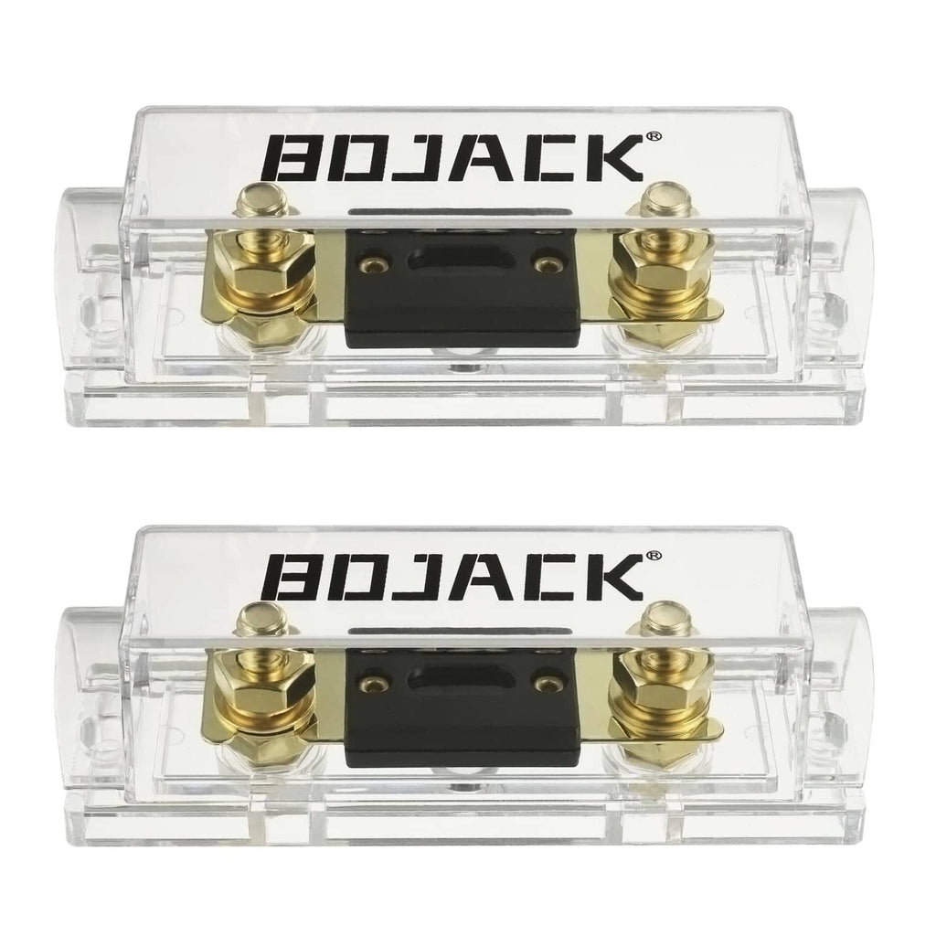 BOJACK ANL fuse holder with two gold terminals and clear plastic body