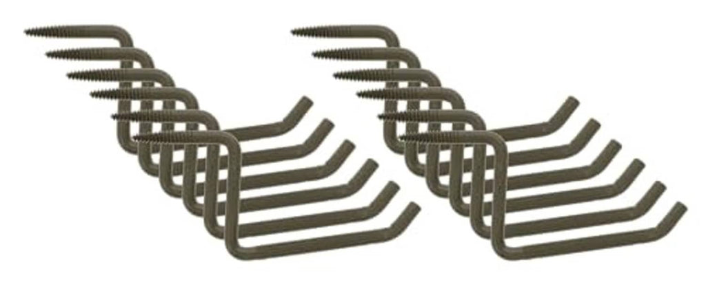 Set of dark brown metal self-tapping tree steps with multiple curved hooks and threads