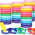 Multicolor motivational silicone wristbands with printed inspirational text, assorted set