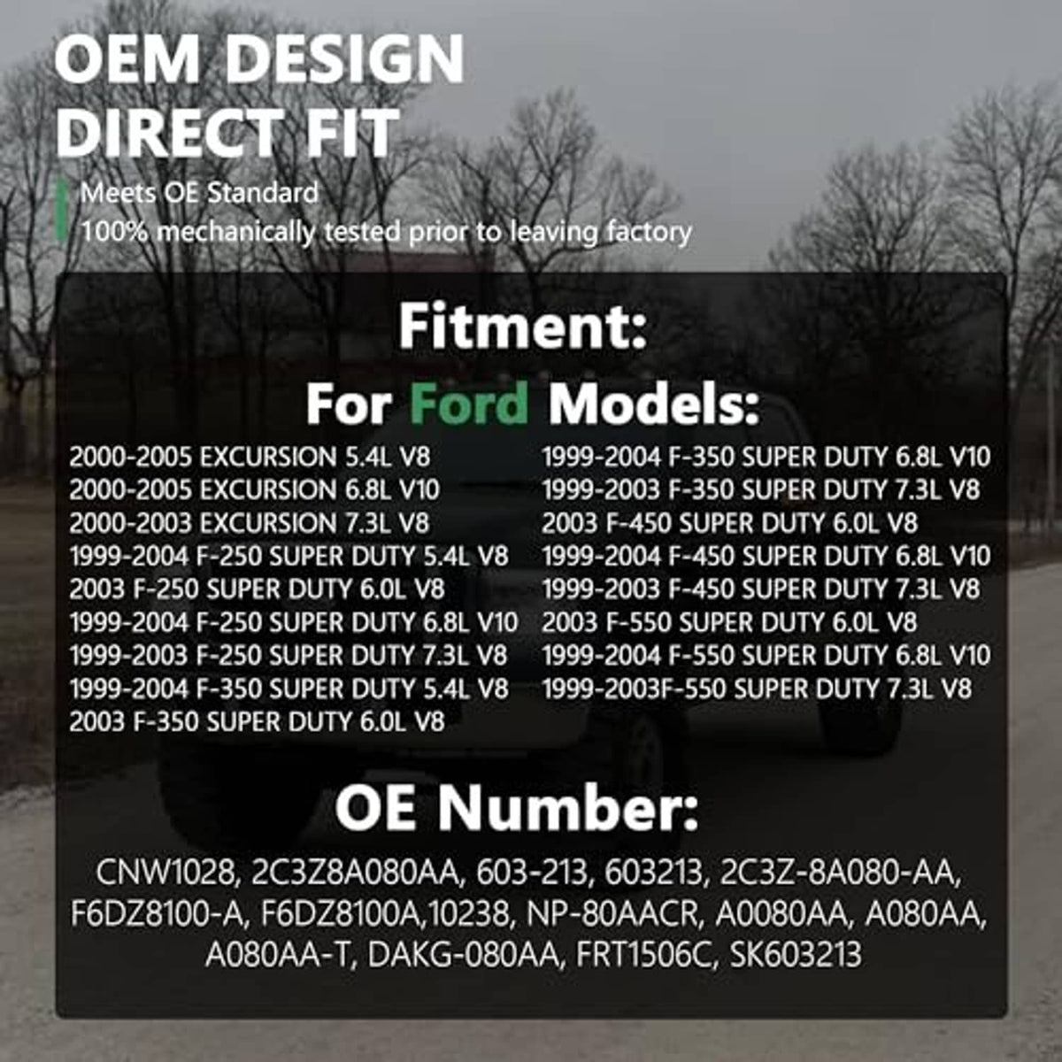 Coolant reservoir fitment and OEM number chart for Ford models