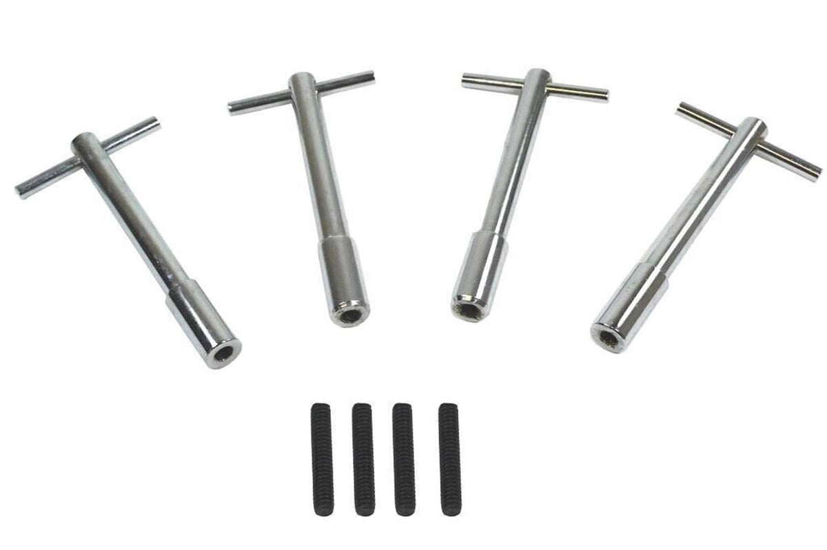 Chrome tall T-bolts and hex nuts set for valve cover hold-down mounting