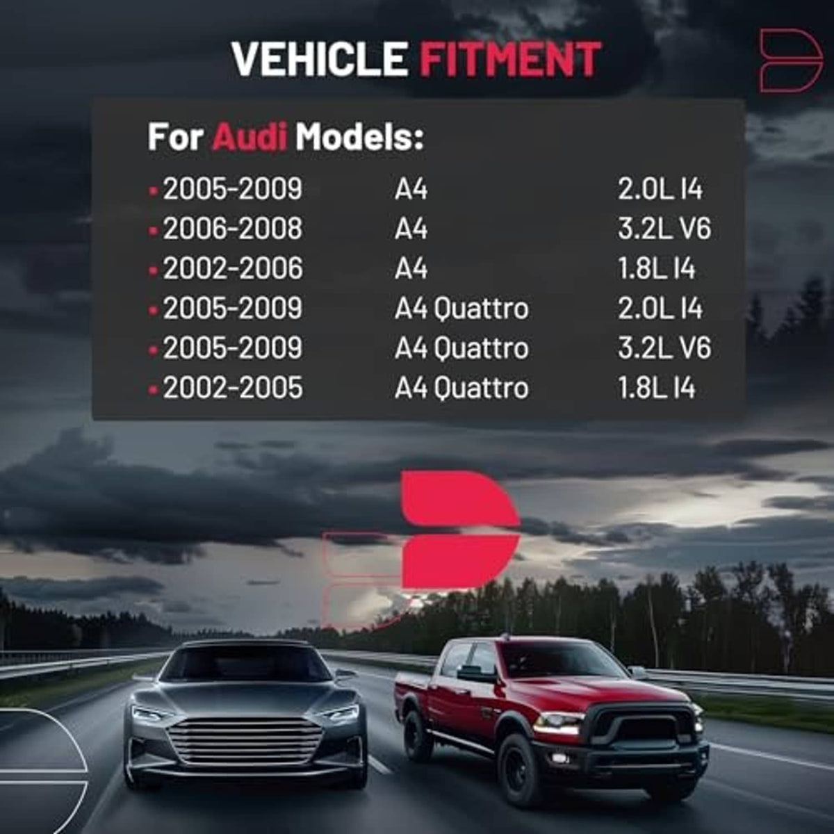 Engine coolant expansion reservoir vehicle fitment chart with model years and engines