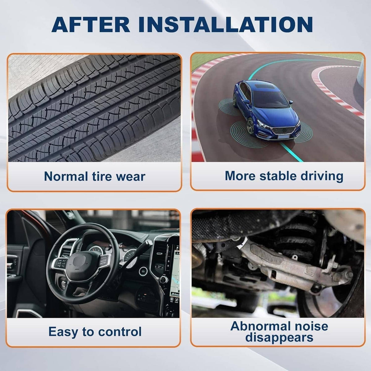 Suspension control arm kit installed, shown under vehicle near front tire