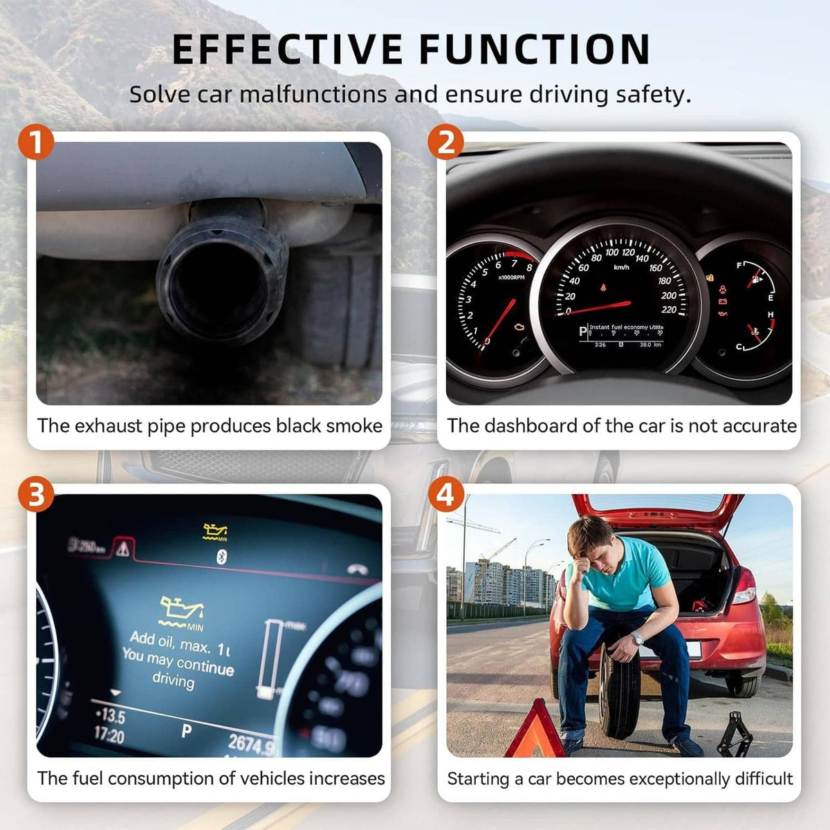 Black fuel pump power control module packaged view with dashboard and vehicle context