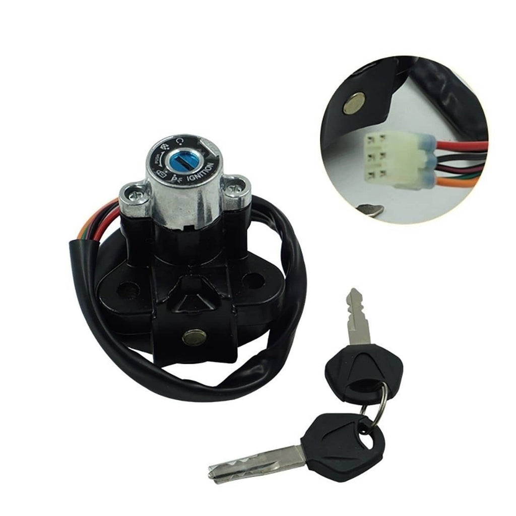 Motorcycle ignition switch with key and wiring connector plug