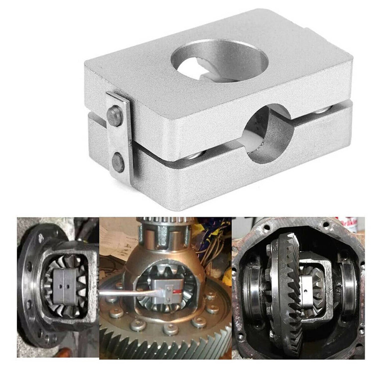 Silver LSD conversion plate with large circular hole and cutaway window