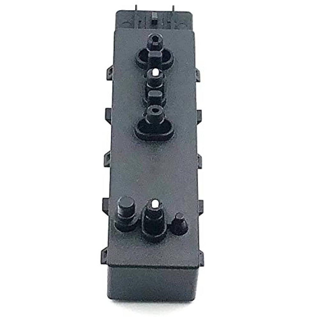 Power seat switch assembly with two raised buttons on dark gray base