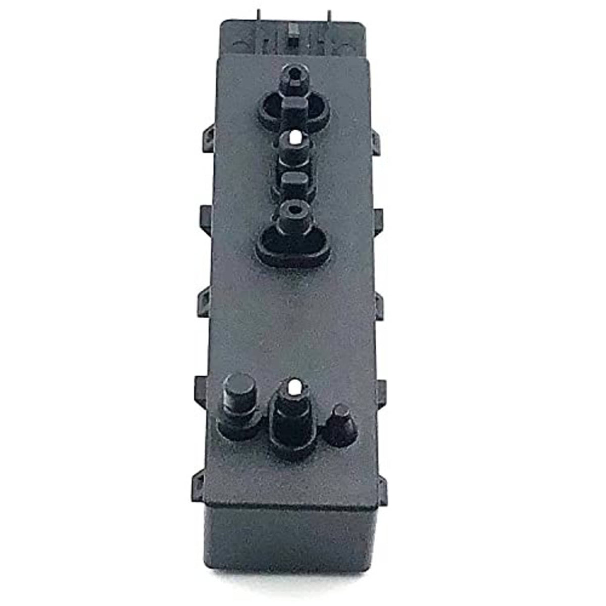 Power seat switch assembly with two raised buttons on dark gray base