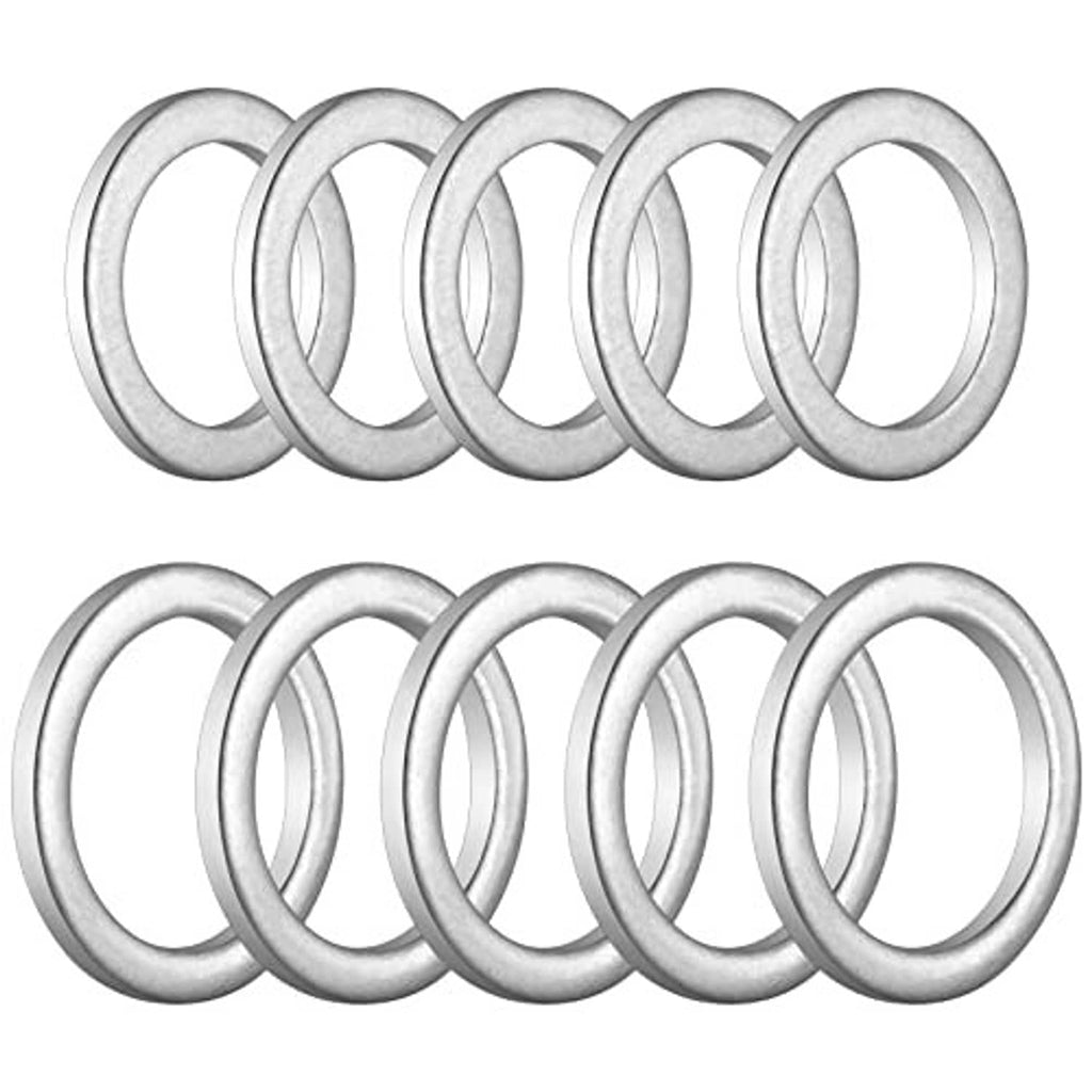Set of metal crush washer gasket rings, silver, two rows of multiple rings