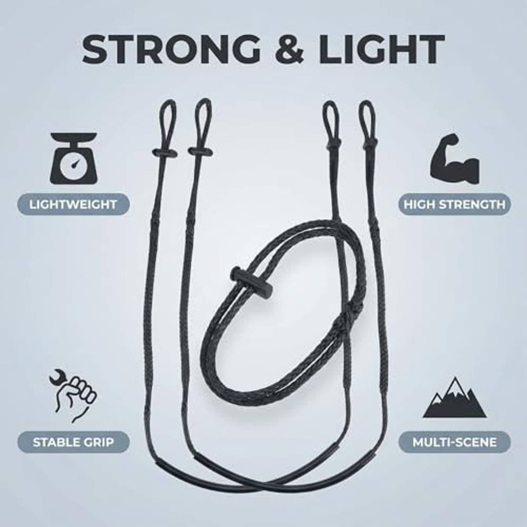 3-pack climbing stick aider straps with braided loop center and U-shaped feet loops