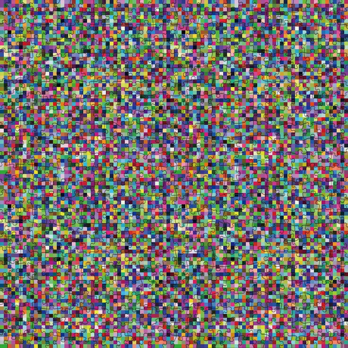 1000-piece jigsaw puzzle artwork close-up with multicolor mosaic blocks