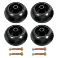 Deck wheel hardware kit with four black wheel hubs and axle bolts