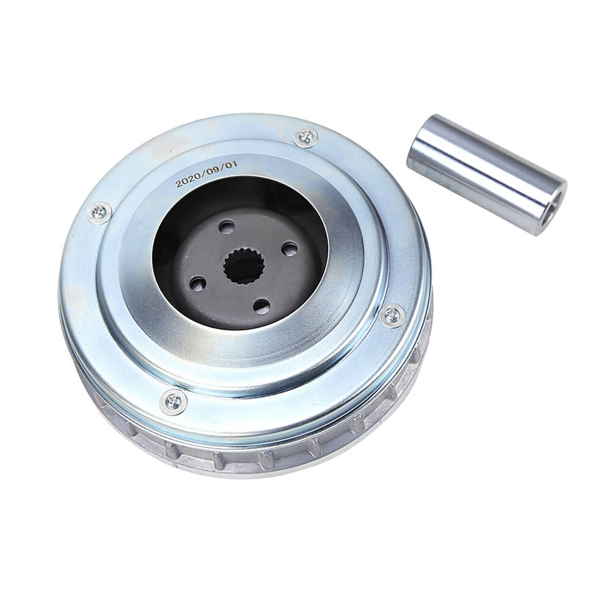 Silver sliding sheave pulley with black center insert and cylindrical pin