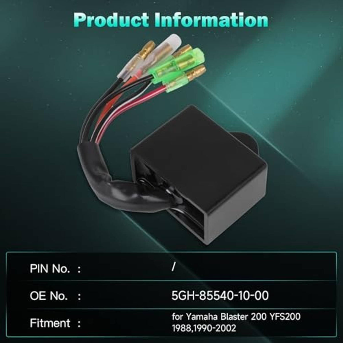 CDI ignition module with wiring harness and four spade terminals, black connector box