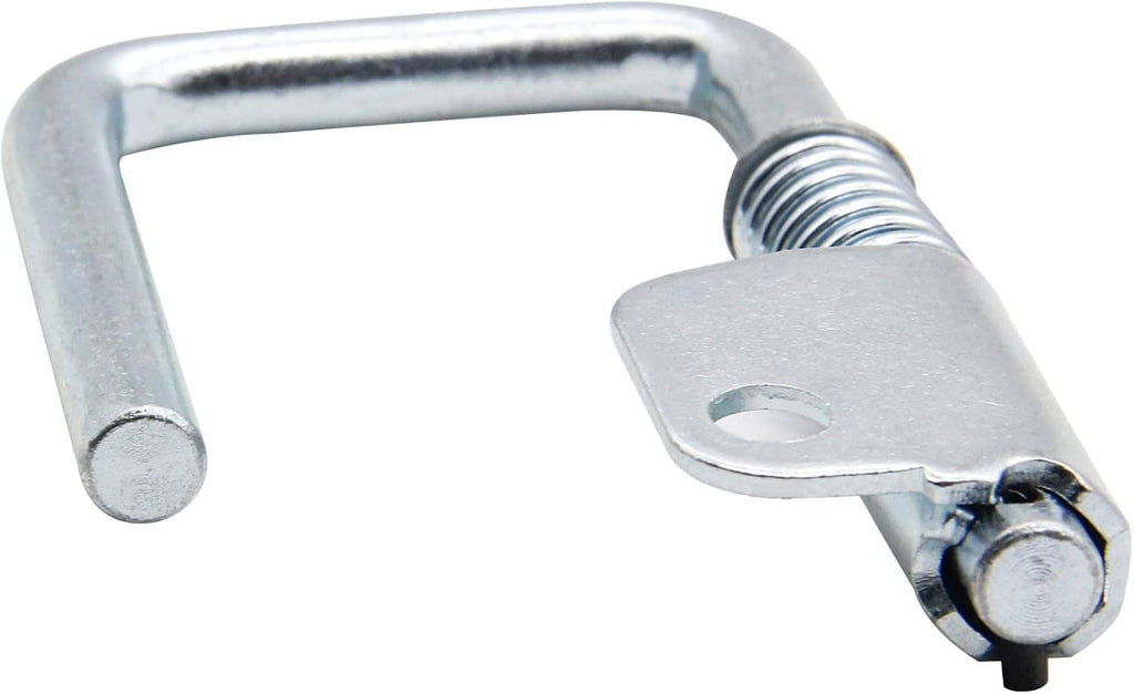 Metal retractable nail gun hanger with U-shaped hook, spring, and locking bolt