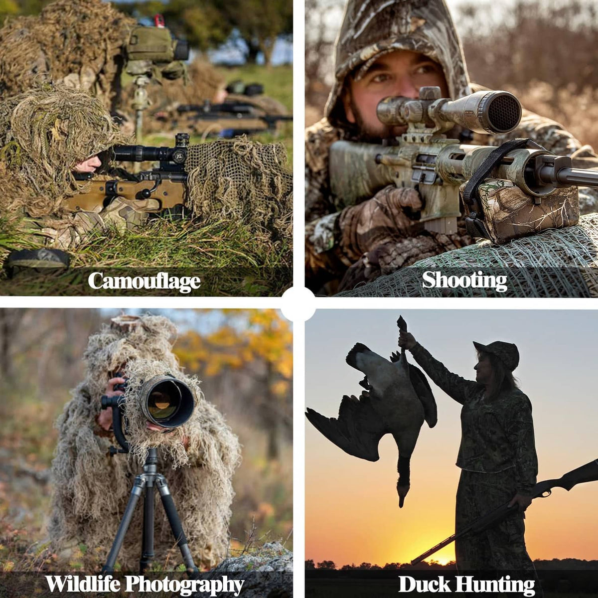 Woodland camo tactical neck scarf on a soldier during outdoor hunting