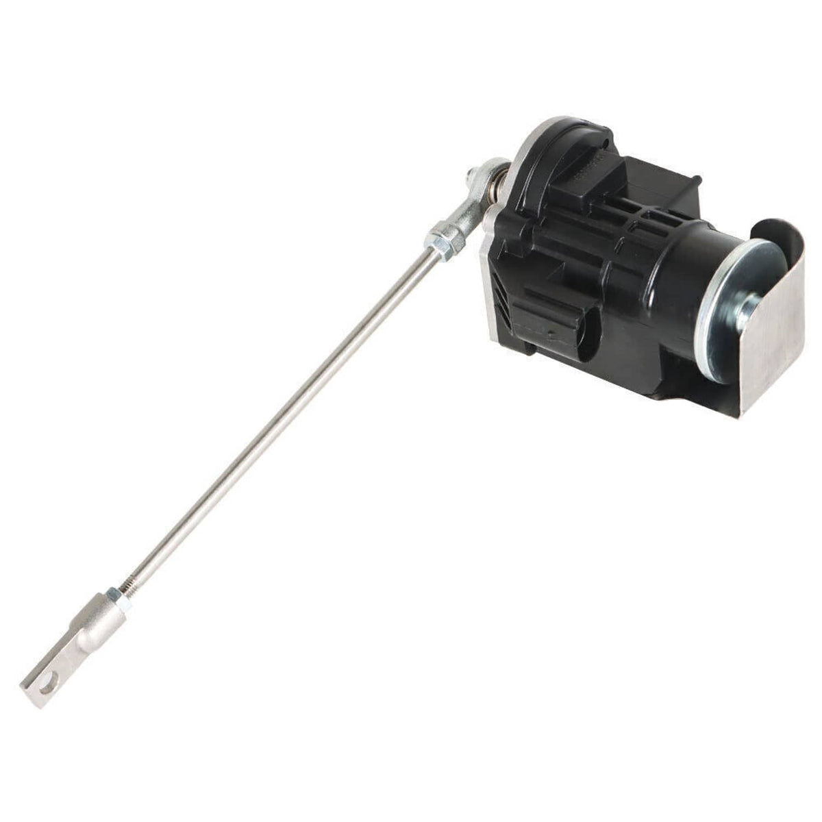 Turbo wastegate actuator side view with long push rod and black housing