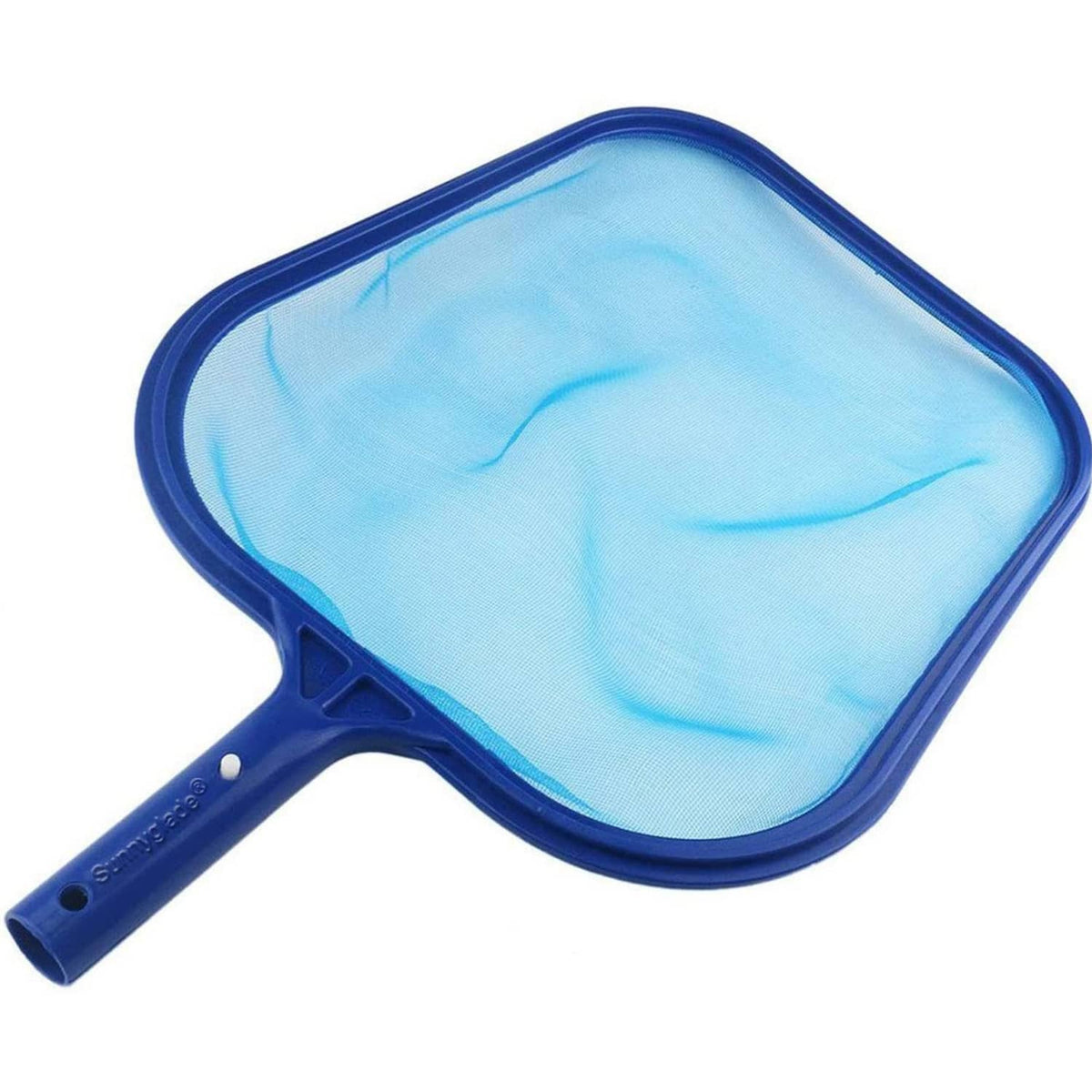 Blue pool skimmer net with mesh pocket and handle