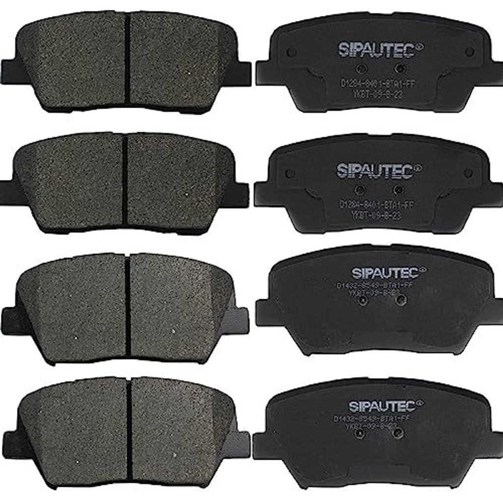 SIPAUTEC ceramic disc brake pad set, four front and rear pads, dark gray/black