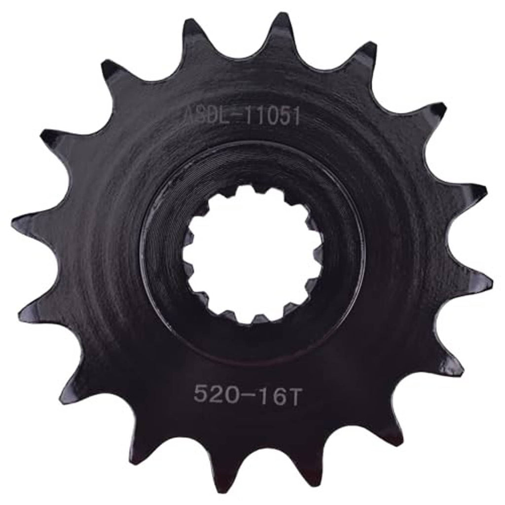 Black 520 front drive sprocket, 16 teeth (520-16T) and center splines, ASDL-11051
