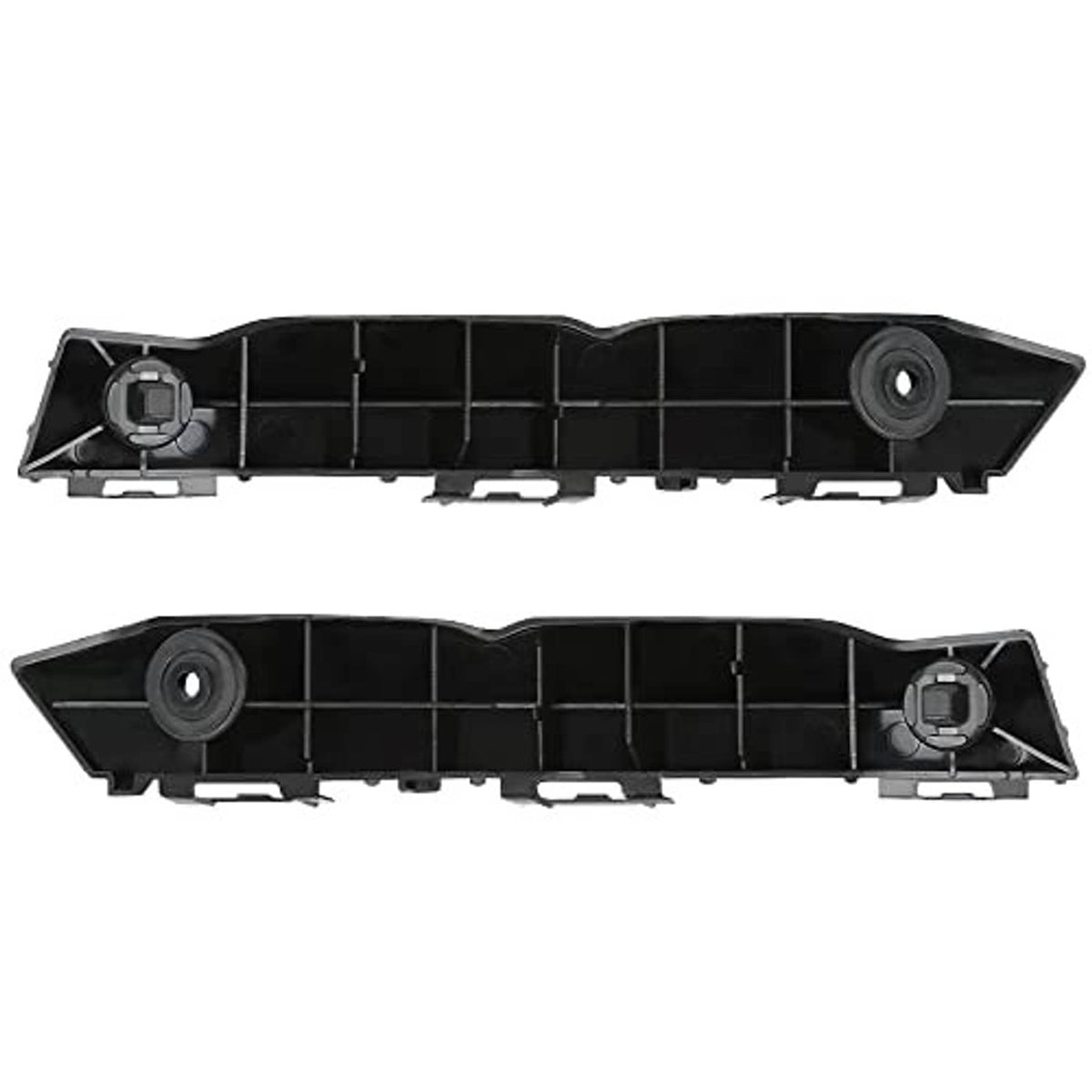 Front bumper bracket set, black plastic pieces with corner clips and round inserts