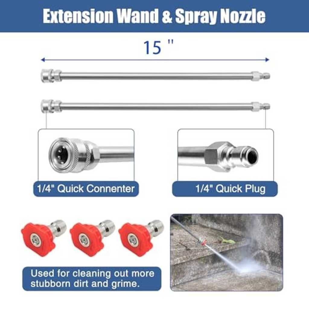 Extension wand with 1/4 in quick connect/plug for pressure washer surface cleaner