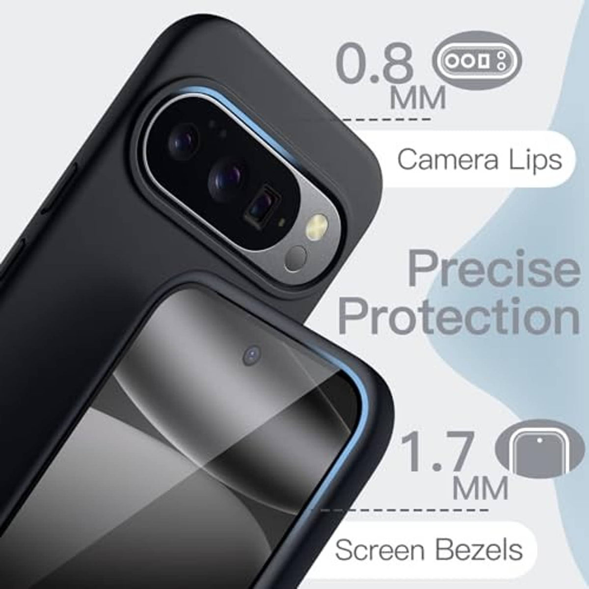 Obsidian black silicone case with camera lips and screen-bezel coverage
