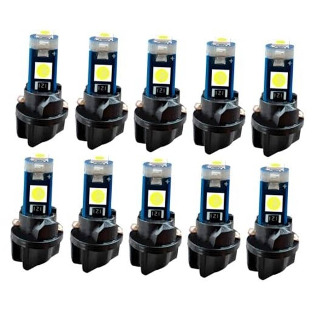 Set of LED T5 bulbs with twist-lock bases and blue modules, yellow LED chip tips