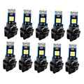 Set of LED T5 bulbs with twist-lock bases and blue modules, yellow LED chip tips