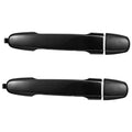 Pair of exterior door handles, dark smoke black finish with rounded grip.