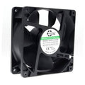 Black 120mm EC motor cooling fan with four-blade impeller in square frame