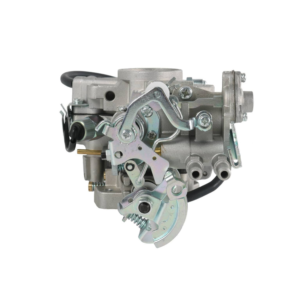 Carburetor flange housing with vacuum actuator and mounting plate, side close-up