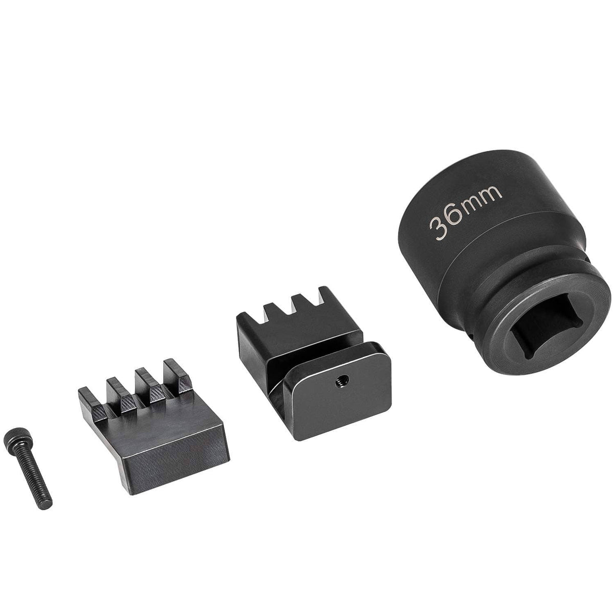 36mm socket tool kit with two holder blocks and threaded bolt