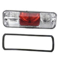 Rear center brake light lamp with clear lens and red reflector, chrome housing