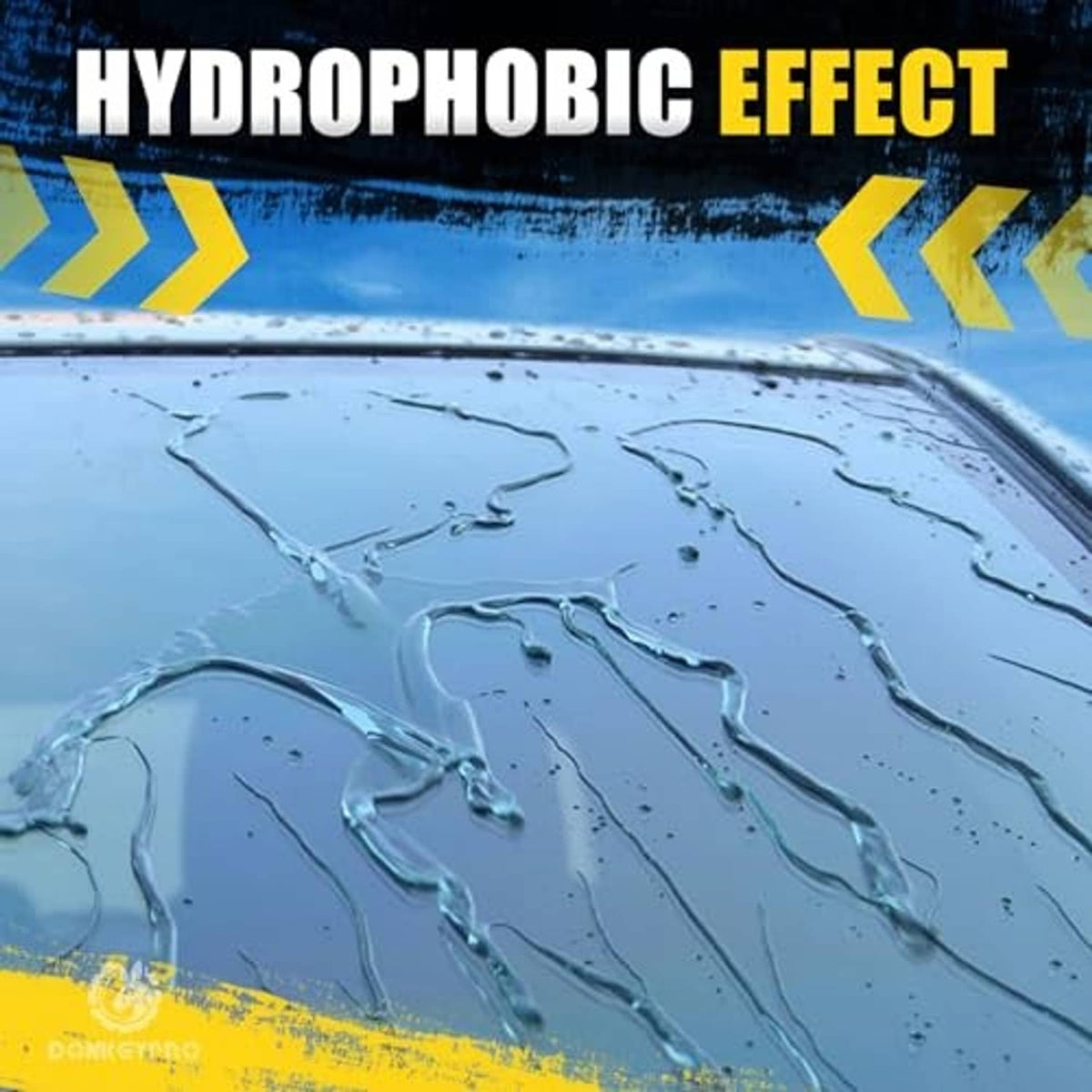 Hydrophobic water beading on a coated car surface with nano spray effect