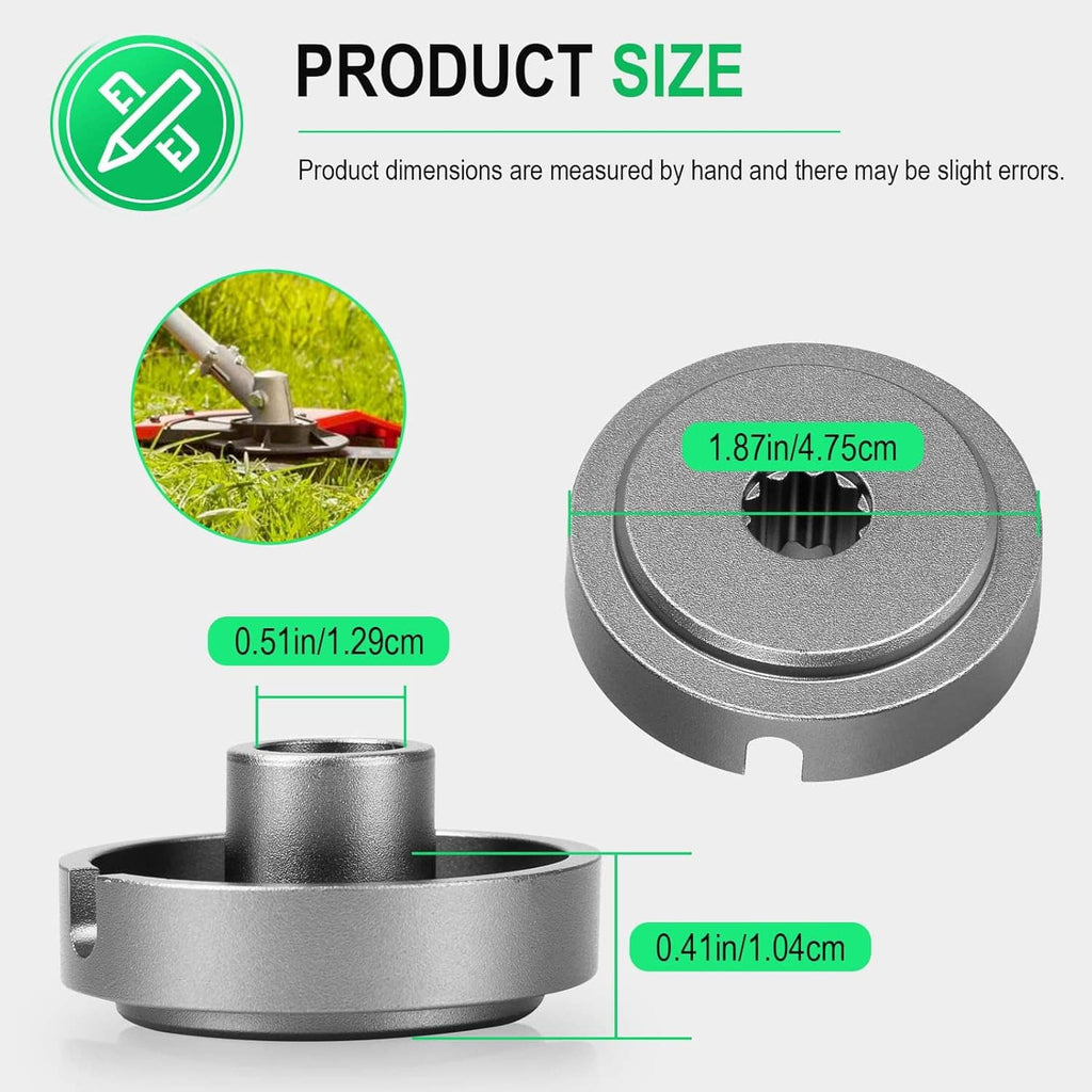 Grass trimmer adapter plate with textured rim and central mounting opening