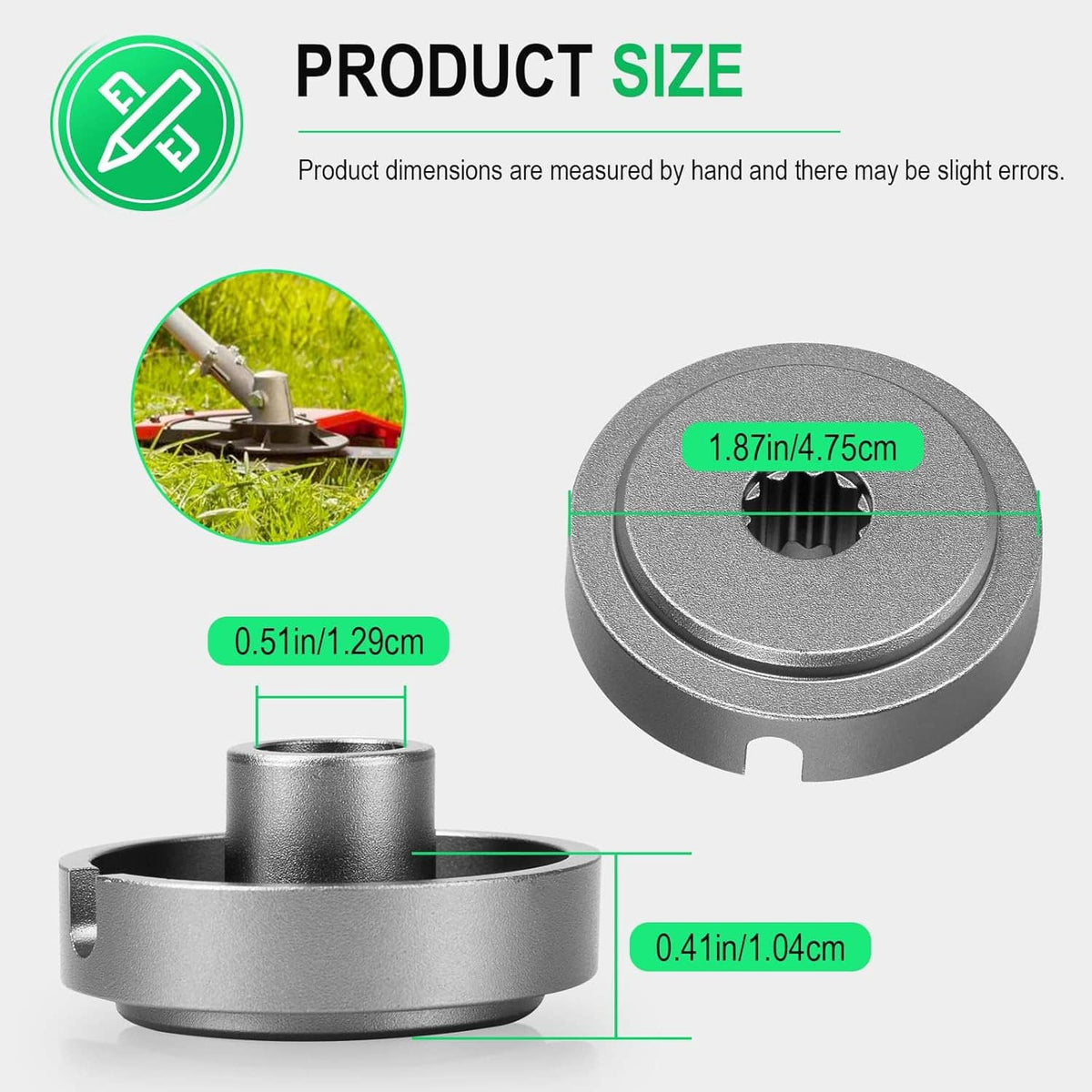 Grass trimmer adapter plate with textured rim and central mounting opening