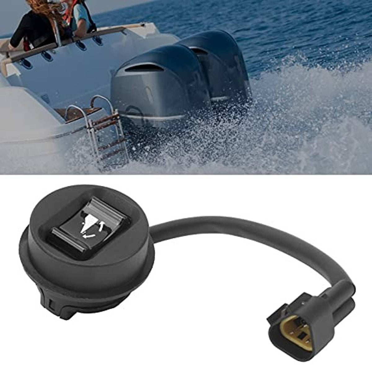 3-pin trim tilt switch assembly with black housing, cable, and plug connector