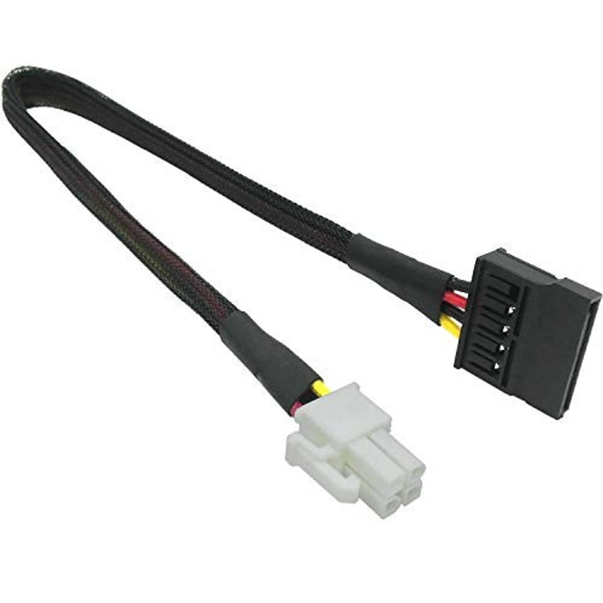 SATA power cable with ATX 4-pin to SATA hard drive power, black cable and connectors