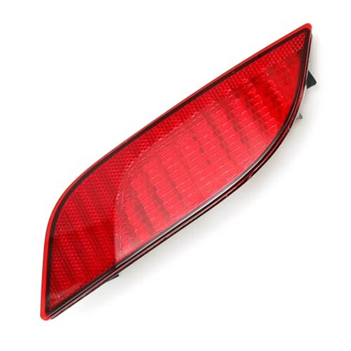 Red left-side rear bumper reflector light with glossy lens and black mounting housing